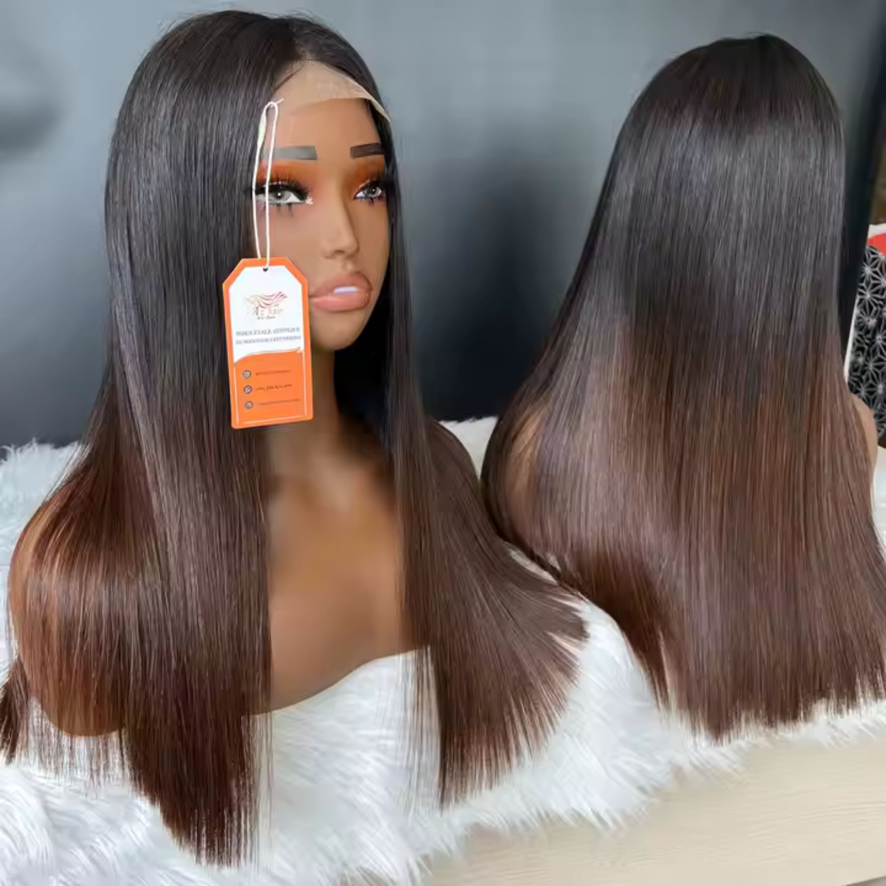 Perruques premium en cheveux vietnamiens bruts non traités, lisses comme un miroir. Extensions de cheveux humains sans colle, avec dentelle HD.