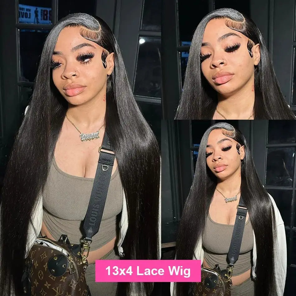 Perruque Lace Front 13x6 – 220% Densité – Lisse – 40 pouces – Cheveux Brésiliens 100% humains