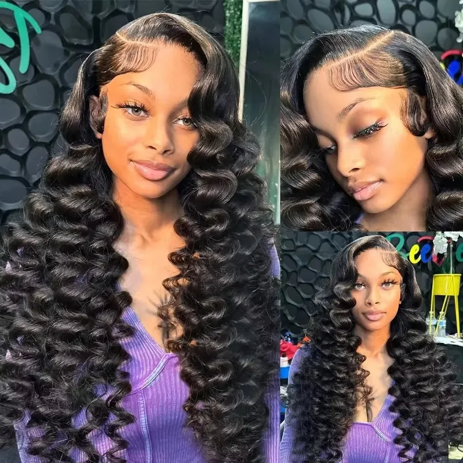 Perruque Lace Frontal 13x6 – 230% Densité – Loose Deep Wave – Cheveux Humains Bouclés Profonds