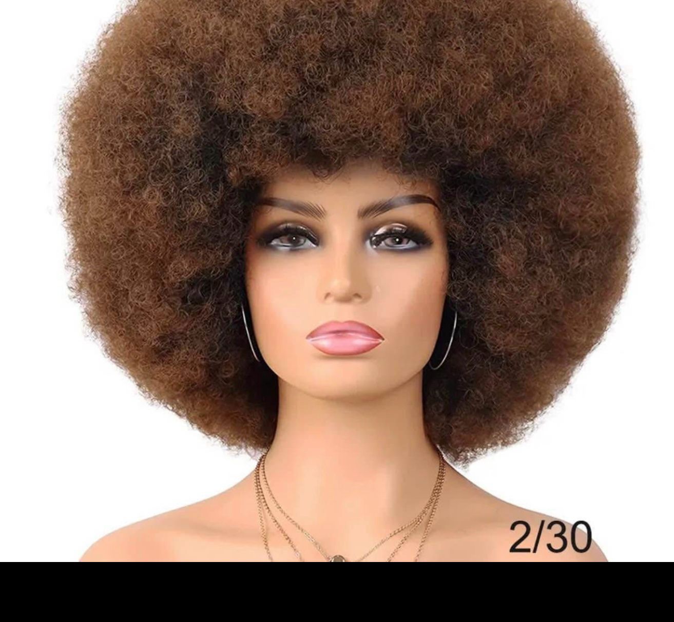 Perruque naturelle avec boucles afro crépus