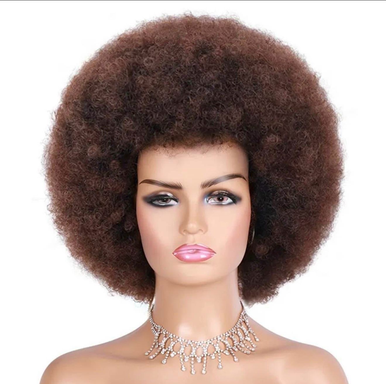 Perruque naturelle avec boucles afro crépus
